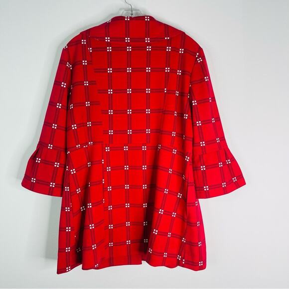 Eden Court red white black plaid mod button holiday peplum preppy jacket medium - Picture 8 of 8